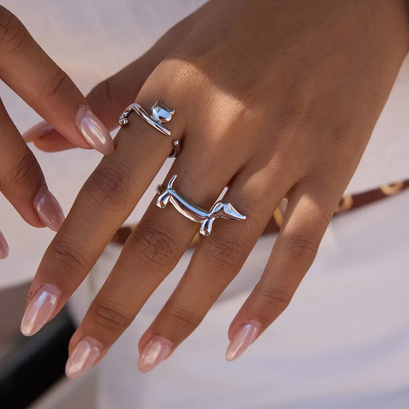 Pet Love Adjustable Rings Set