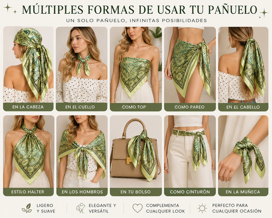 Olive Elegance Satin Scarf 🌿