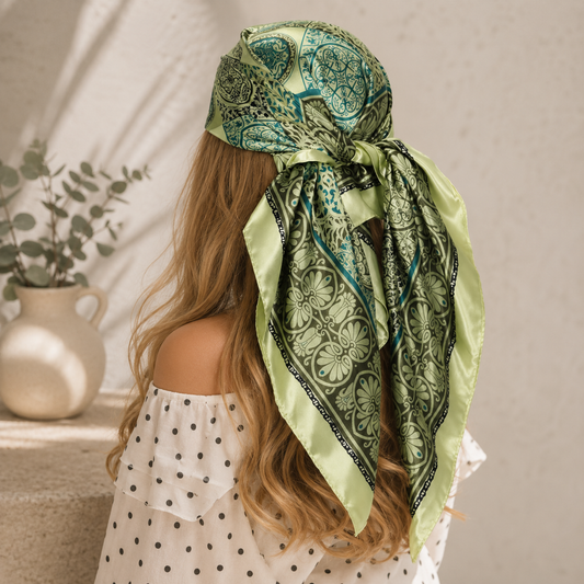 Olive Elegance Satin Scarf 🌿