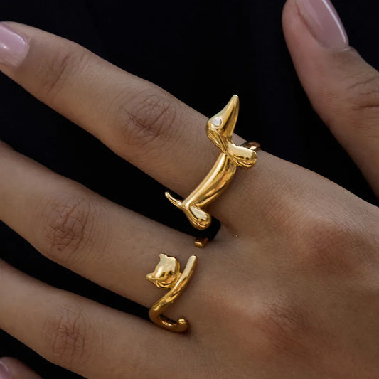 Pet Love Adjustable Rings Set