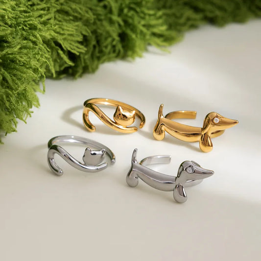 Pet Love Adjustable Rings Set
