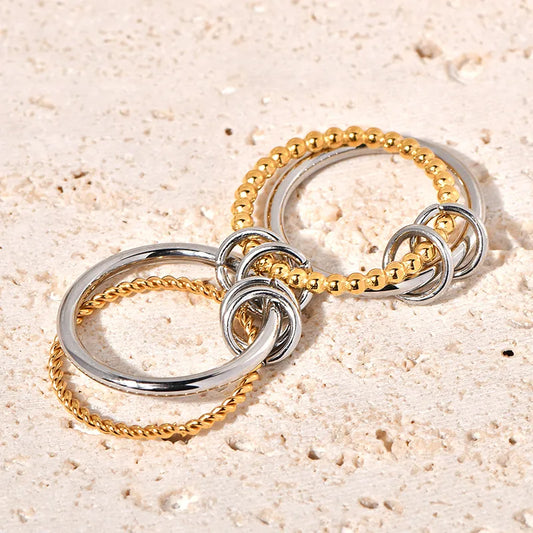 Two Tone Stack Knot Ring